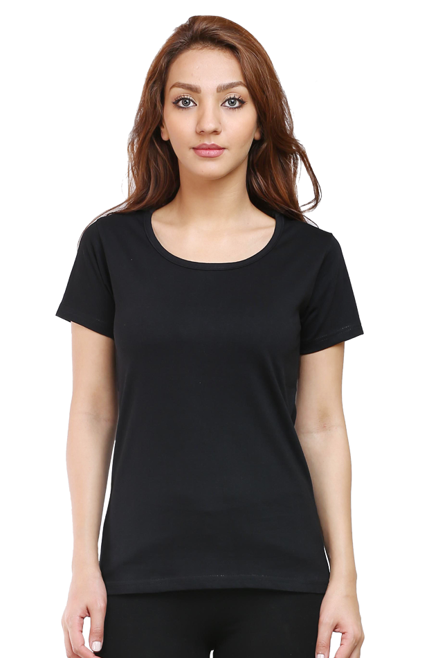 Black Crew Neck Half Sleeve Women's T-shirt