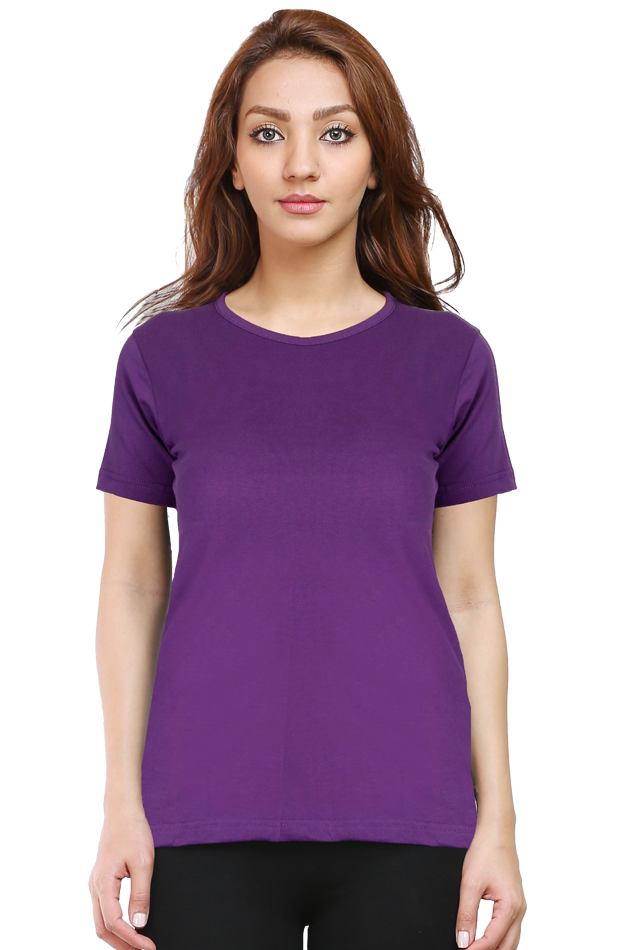 Purple Crew Neck Half Sleeve Women's T-shirt