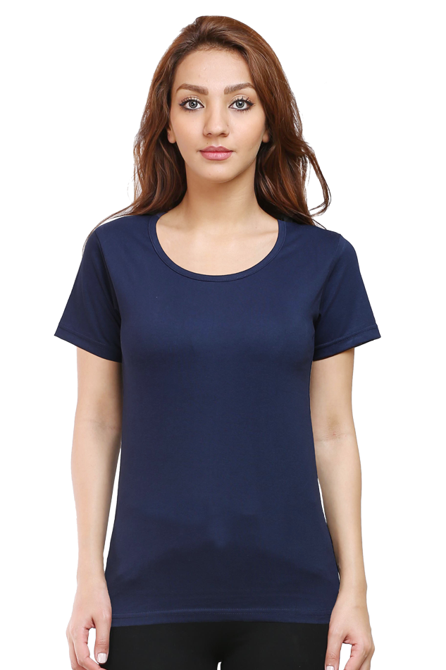 Deep Blue Crew Neck Half Sleeve Women's T-shirt