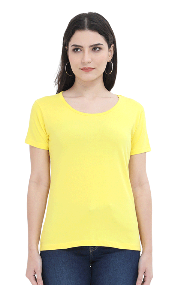 New Yellow Crew Neck Half Sleeve Women's T-shirt