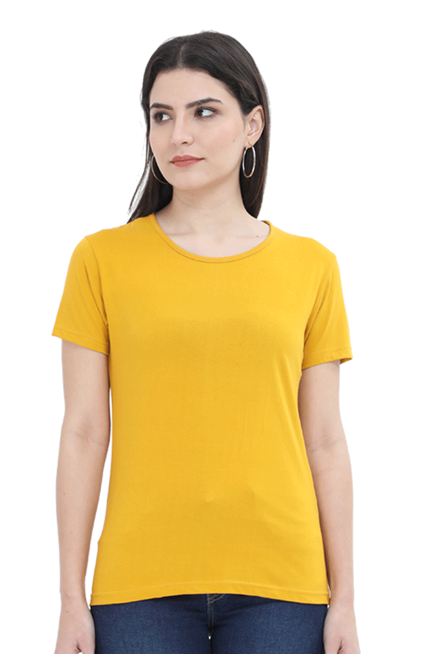 Mustard Crew Neck Half Sleeve Women's T-shirt