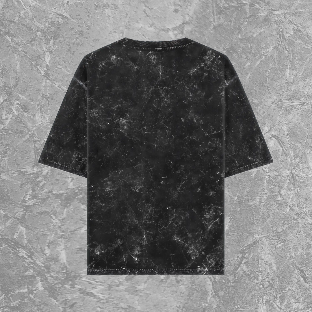Acid Wash Oversized  T-Shirts Plain Crew Neck