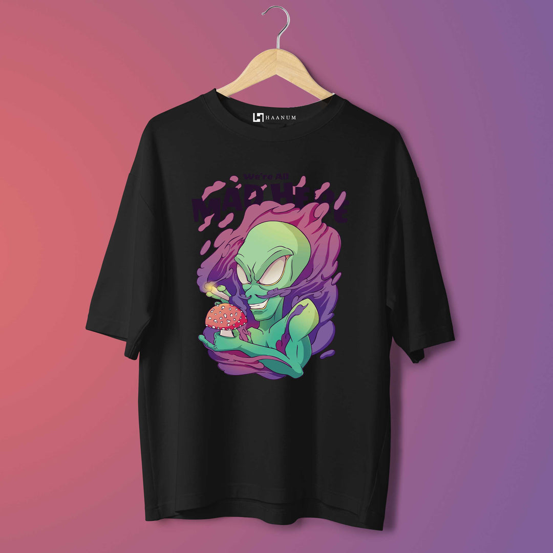 Alien With Mushroom Oversized Tshirt - Haanum