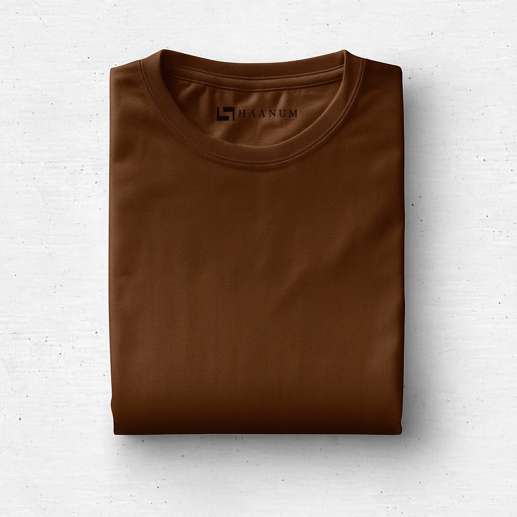 Coffee Brown Crew Neck Half Sleeve Unisex T-Shirt