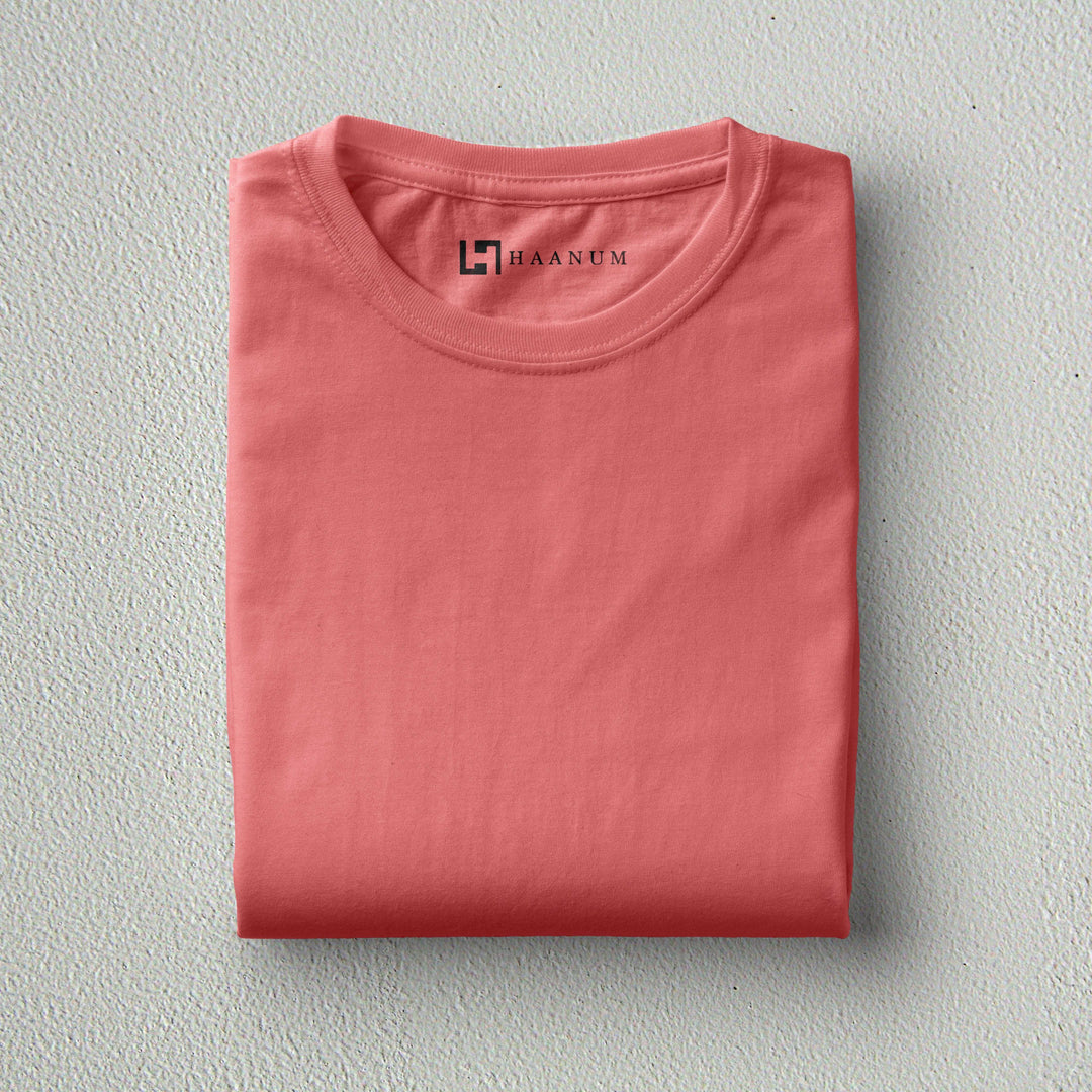 Coral Crew Neck Half Sleeve Unisex T-shirt - Haanum