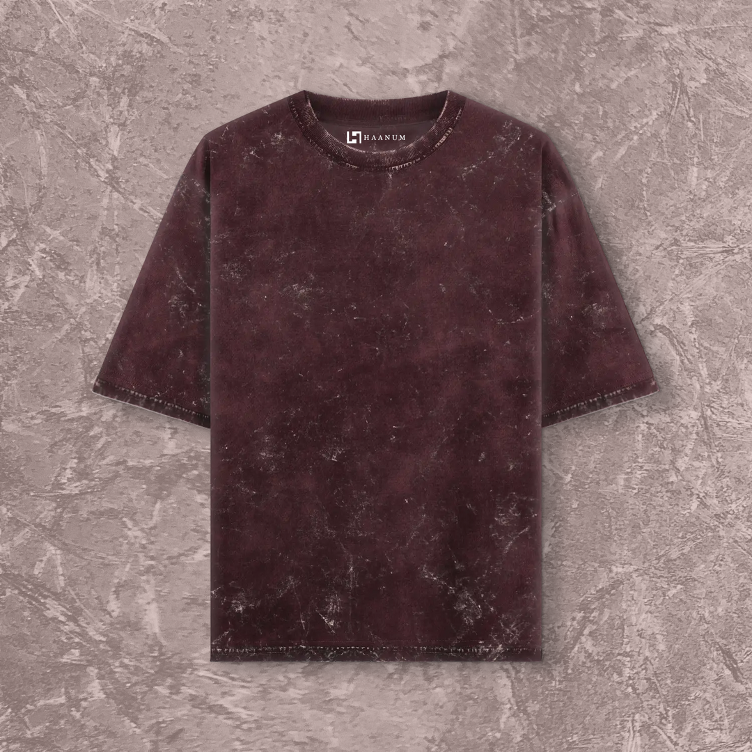 Acid Wash Oversized  T-Shirts Plain Crew Neck