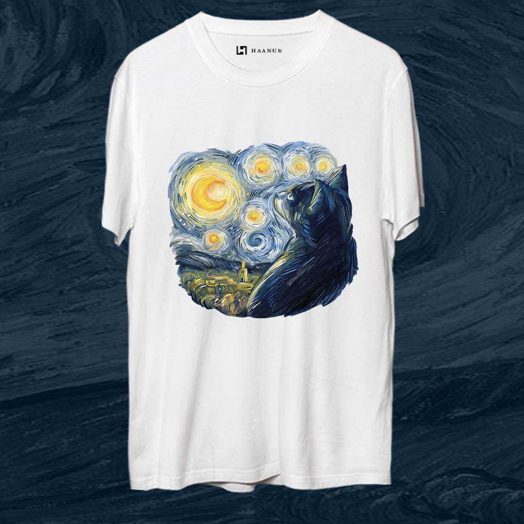 Van Gogh Round Neck Half Sleeve Unisex T-Shirt - Haanum