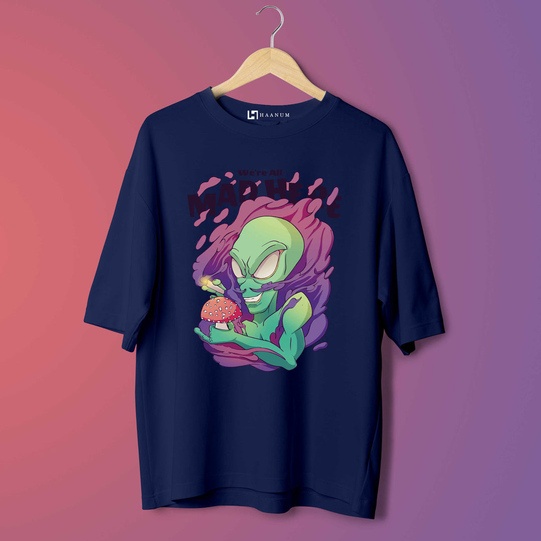 Alien With Mushroom Oversized Tshirt - Haanum