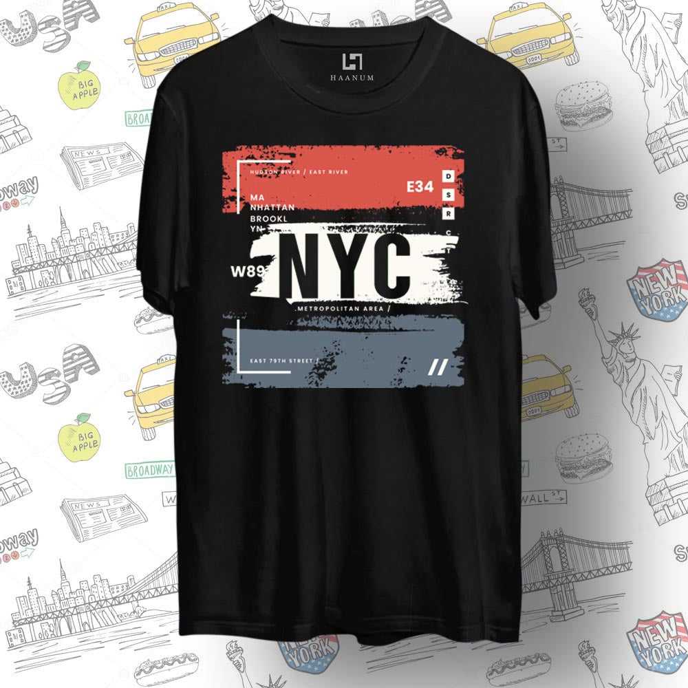 NYC Crew Neck Half Sleeve Unisex T-Shirt - Haanum