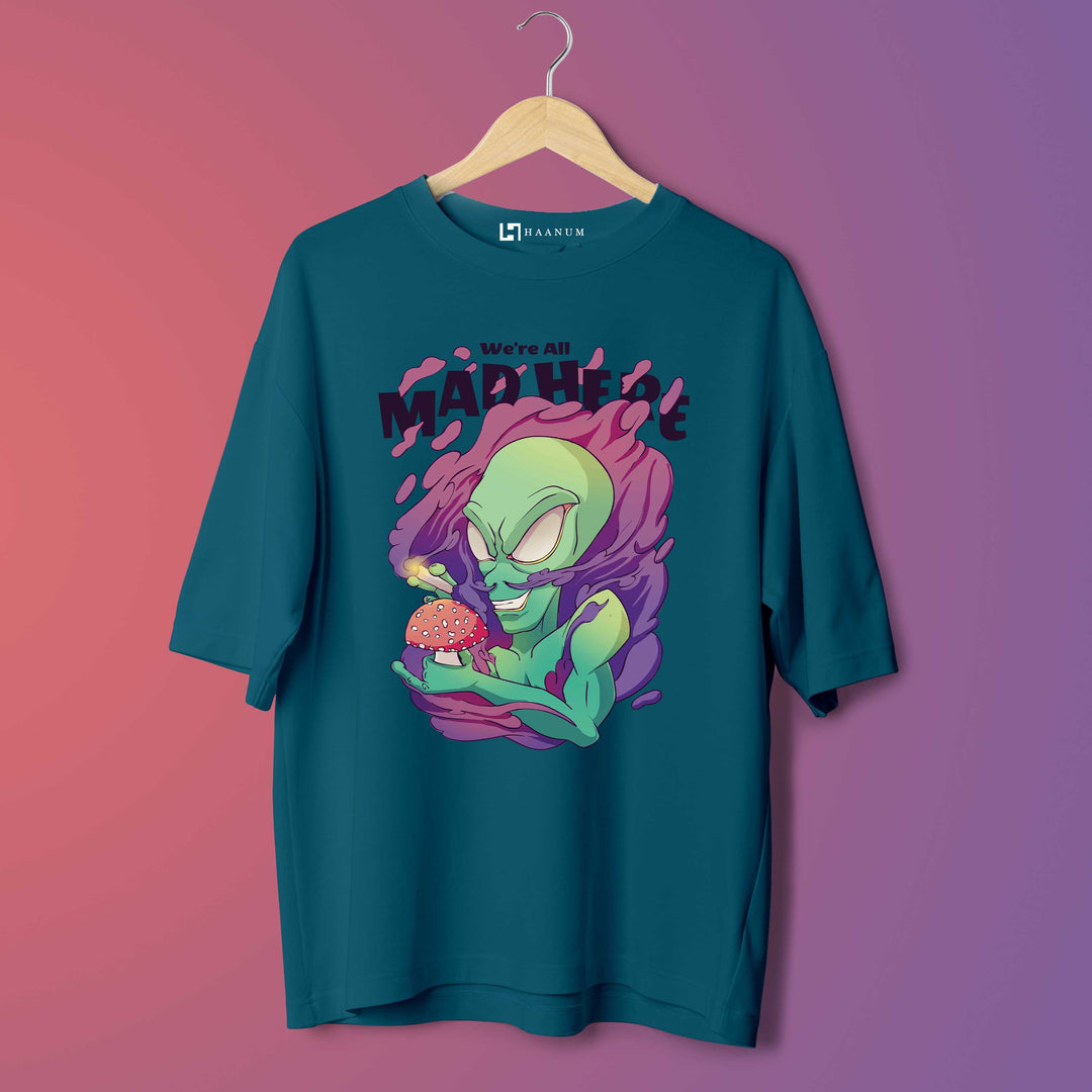Alien With Mushroom Oversized Tshirt - Haanum