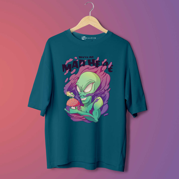 Alien With Mushroom Oversized Tshirt - Haanum