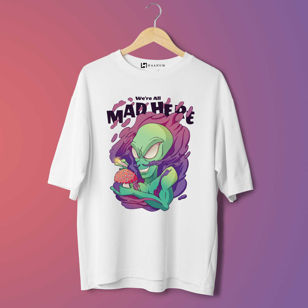 Alien With Mushroom Oversized Tshirt - Haanum