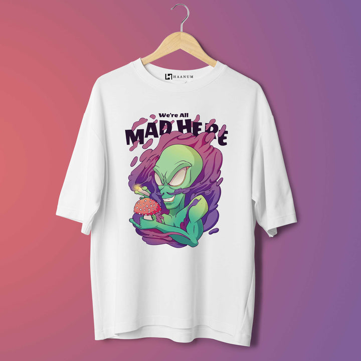 Alien With Mushroom Oversized Tshirt - Haanum