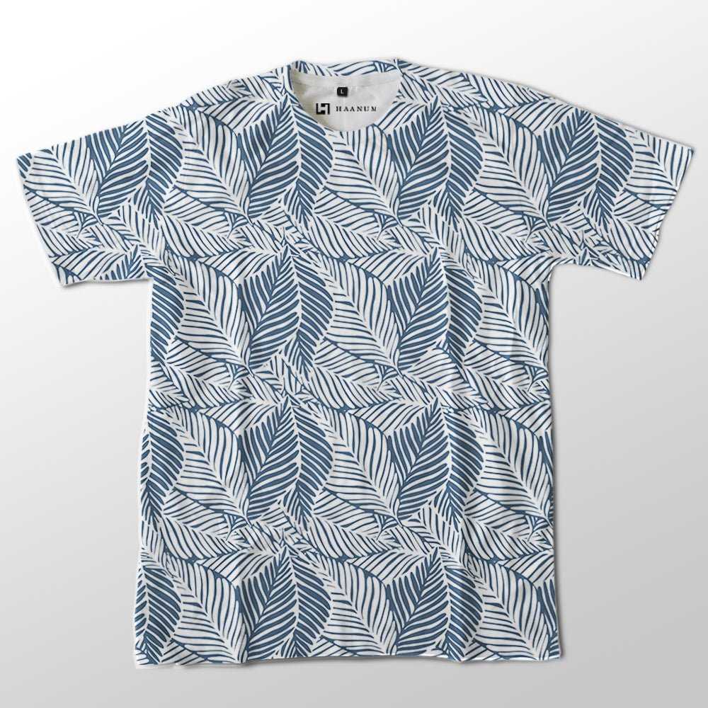 Abstract Leaf Pattern Full Print Half Sleeve Unisex T-Shirt - Haanum
