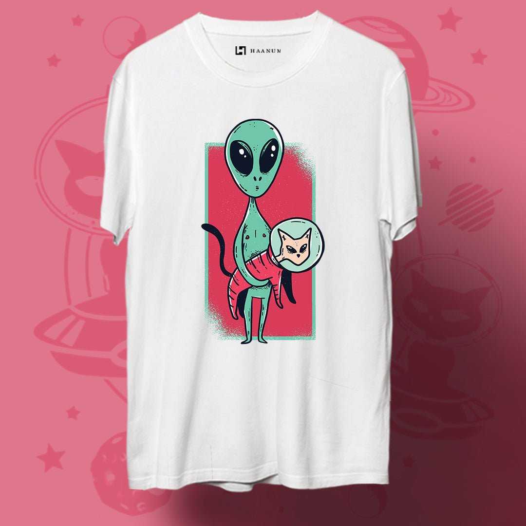 Alien Cat Round Neck Half Sleeve Unisex T-Shirt