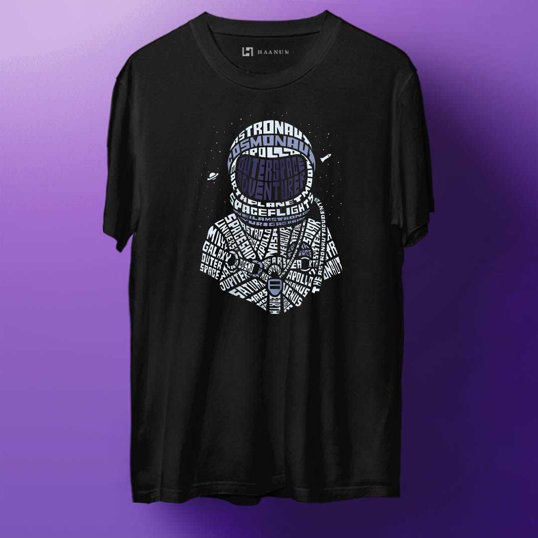Astronaut Crew Neck Half Sleeve Unisex T-Shirt - Haanum