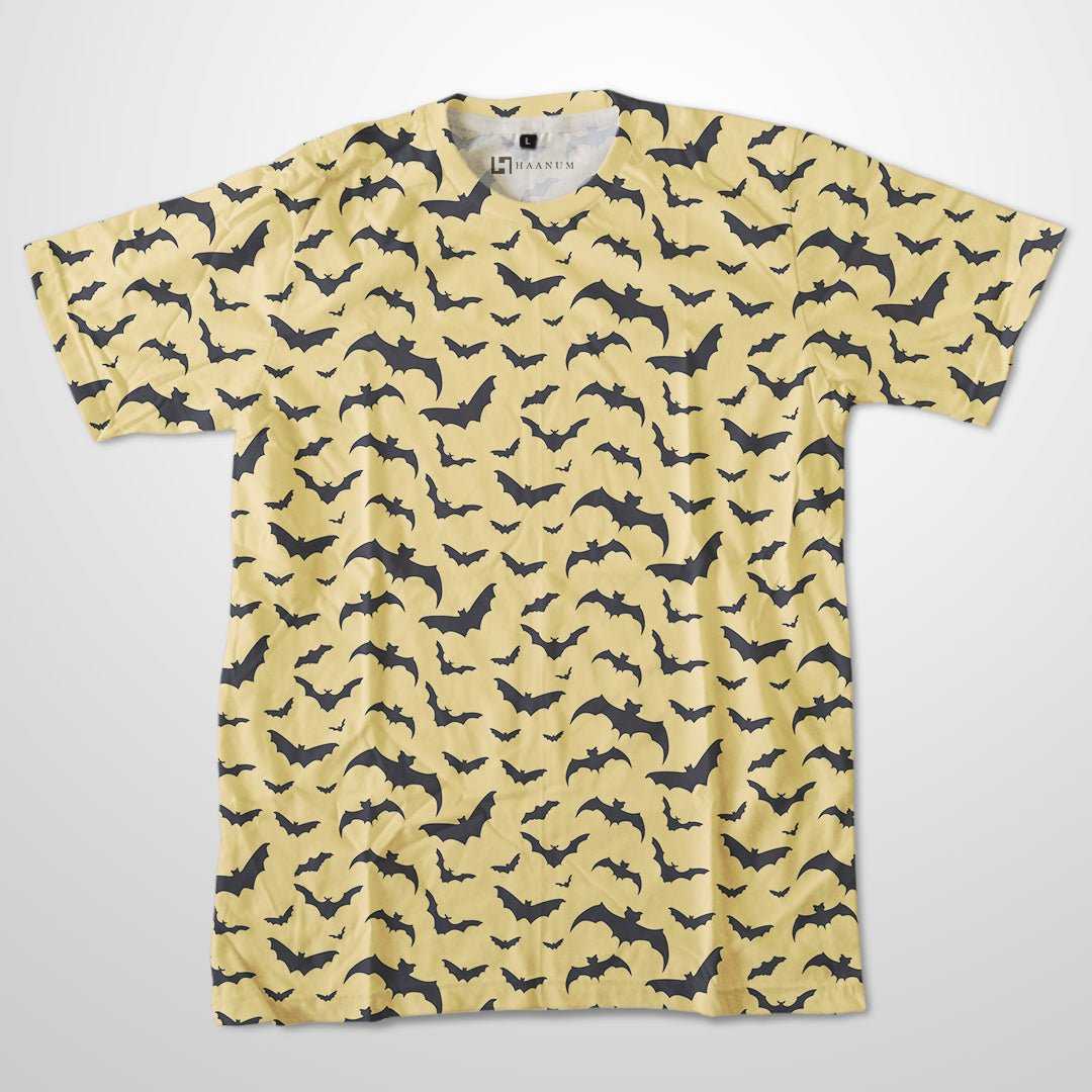 Bat Pattern Full Print Half Sleeve Unisex T-Shirt - Haanum