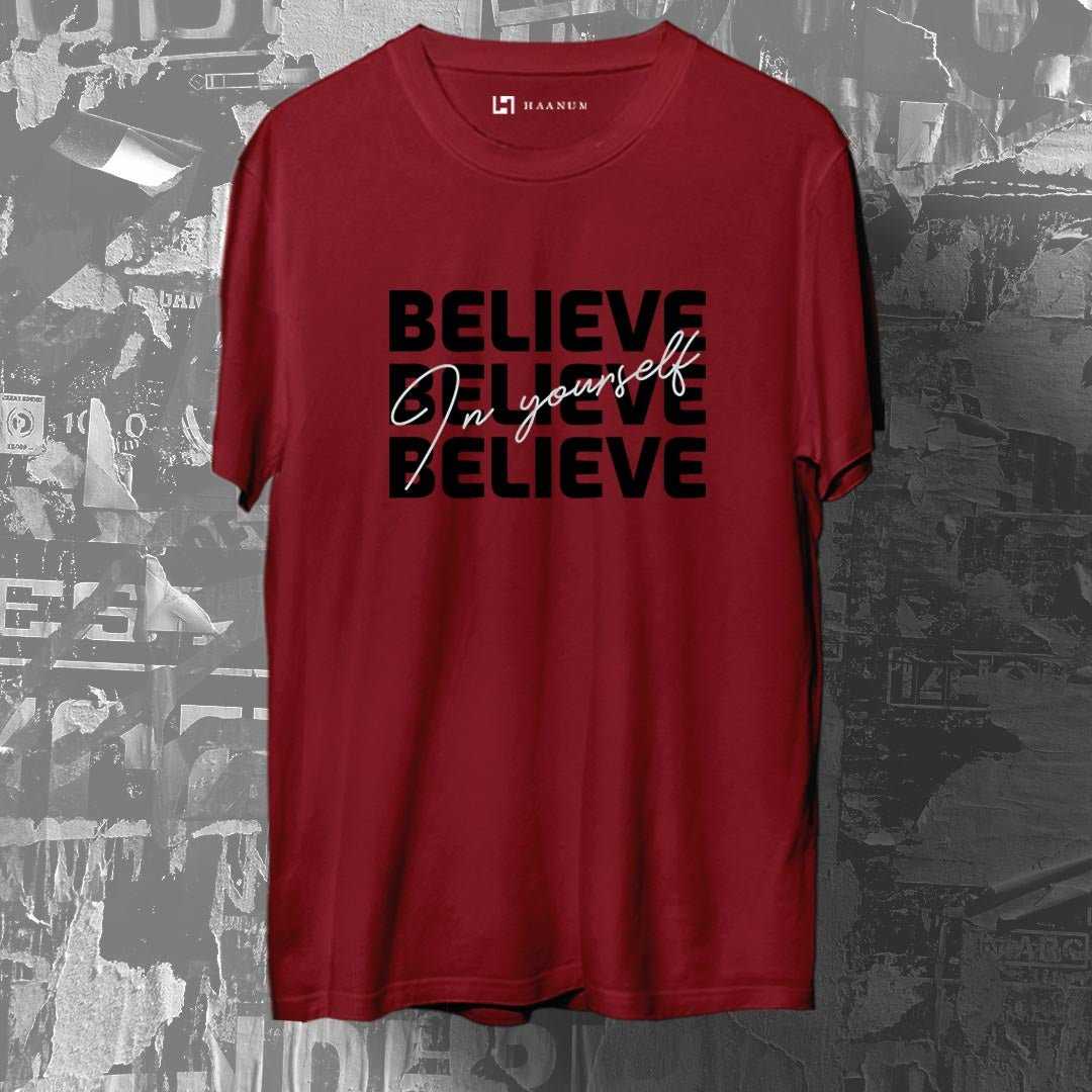Believe In YourSelf Crew Neck Half Sleeve Unisex T-Shirt - Haanum