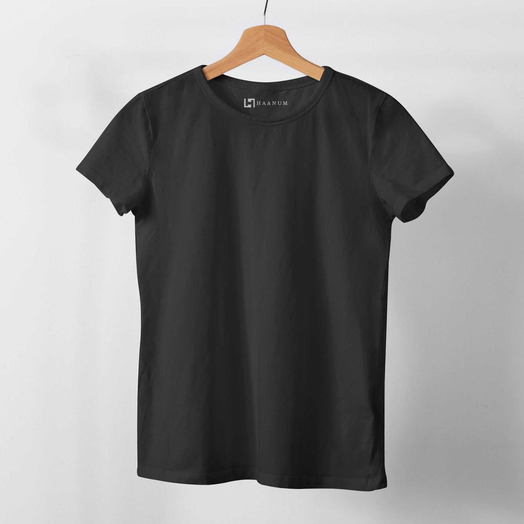 Black Crew Neck  Half Sleeve Women's T-shirt