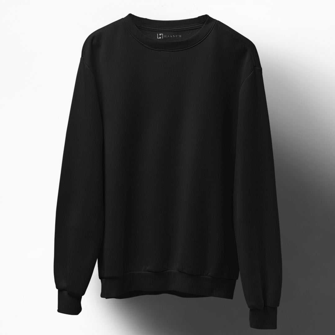Black Unisex Sweatshirt Plain - Haanum