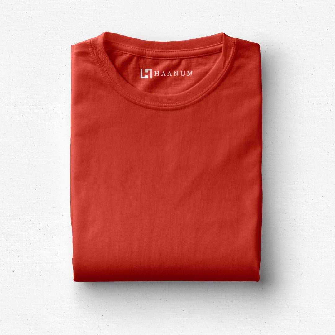 Blood Red Crew Neck Half Sleeve Unisex T-shirt - Haanum