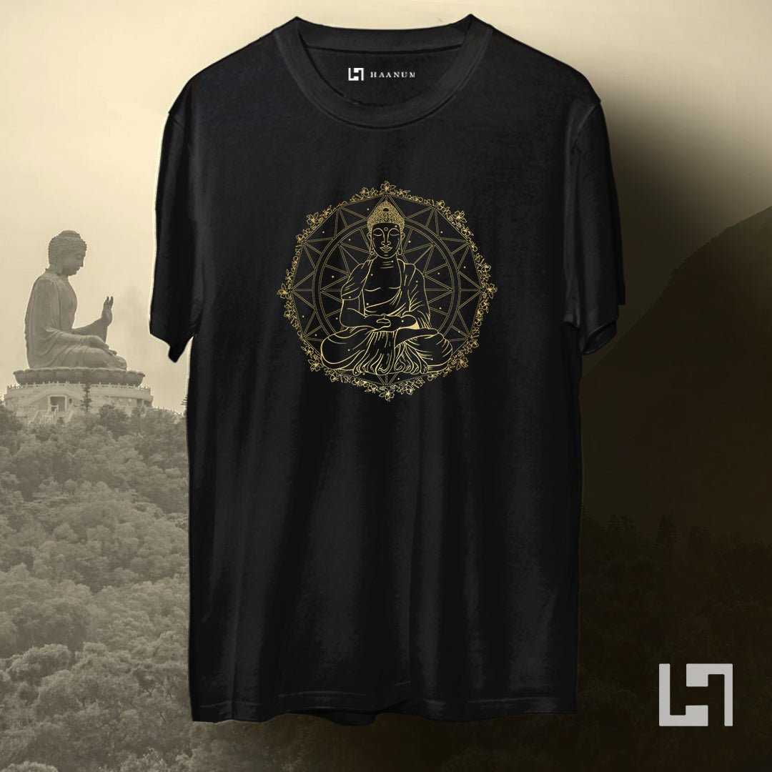 Buddha Gold Crew Neck Half Sleeve Unisex T-Shirt - Haanum