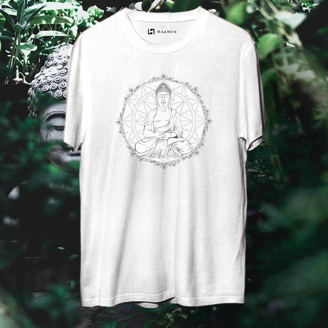 Buddha Gold Crew Neck Half Sleeve Unisex T-Shirt - Haanum
