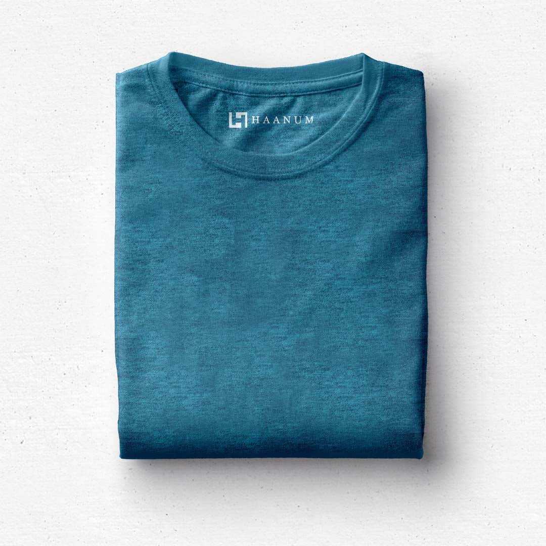 Carolina Blue Melange Crew Neck  Half Sleeve Unisex T-shirt - Haanum