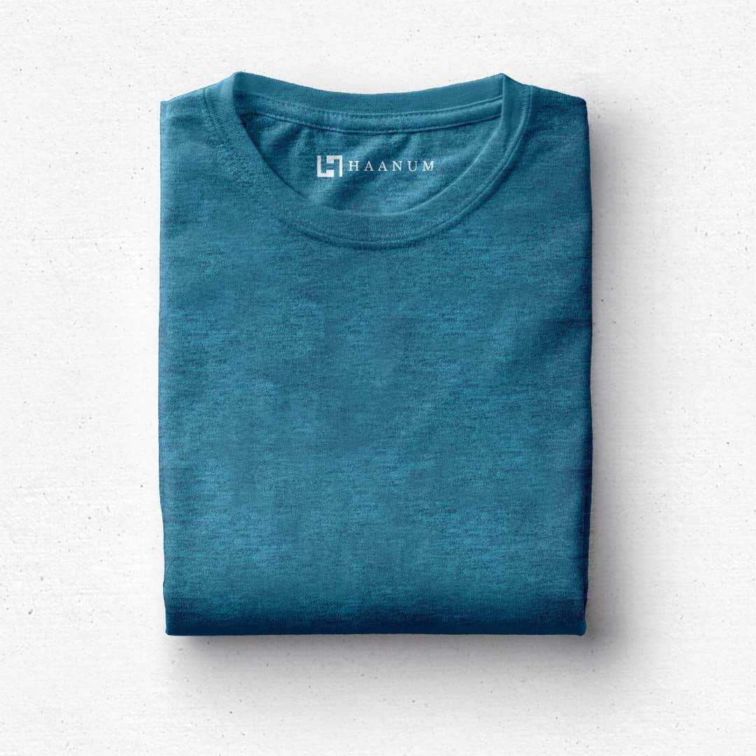 Carolina Blue Melange Crew Neck Half Sleeve Unisex T-shirt - Haanum