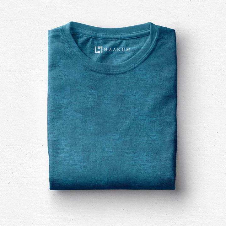 Carolina Blue Melange Crew Neck Half Sleeve Unisex T-shirt - Haanum