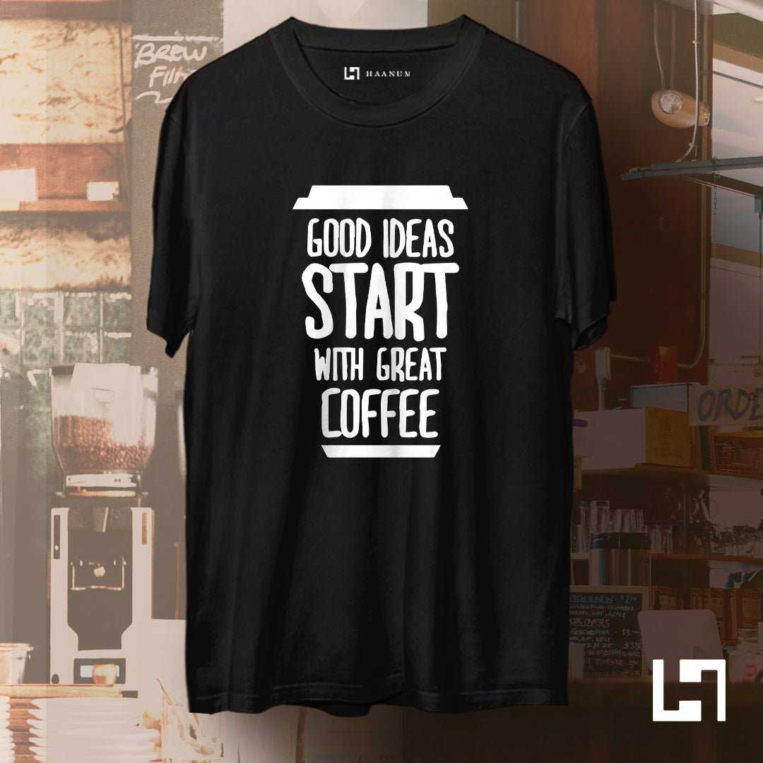 Coffee & Ideas Crew Neck Sleeve Unisex T-Shirt - Haanum