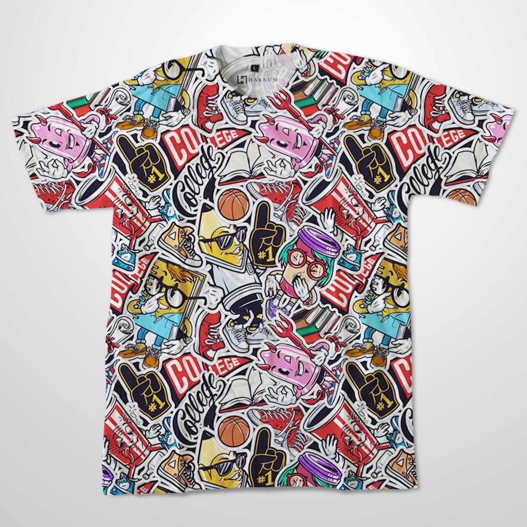 College Full Print Half Sleeve Unisex T-Shirt - Haanum