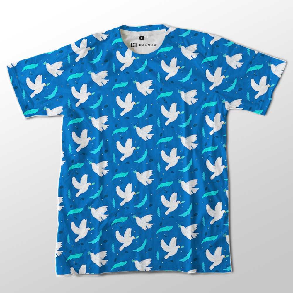 Doves of Peace Full Print Half Sleeve Unisex T-Shirt - Haanum