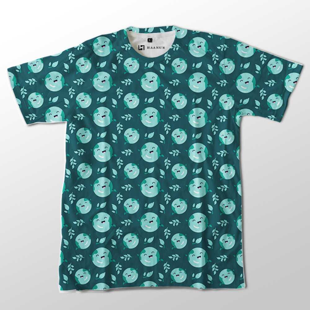 Earth Full Print Half Sleeve Unisex T-Shirt - Haanum