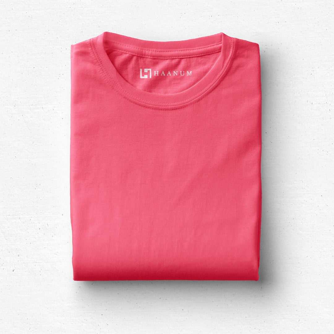 Flamingo Pink Crew Neck Half Sleeve Unisex T-shirt - Haanum