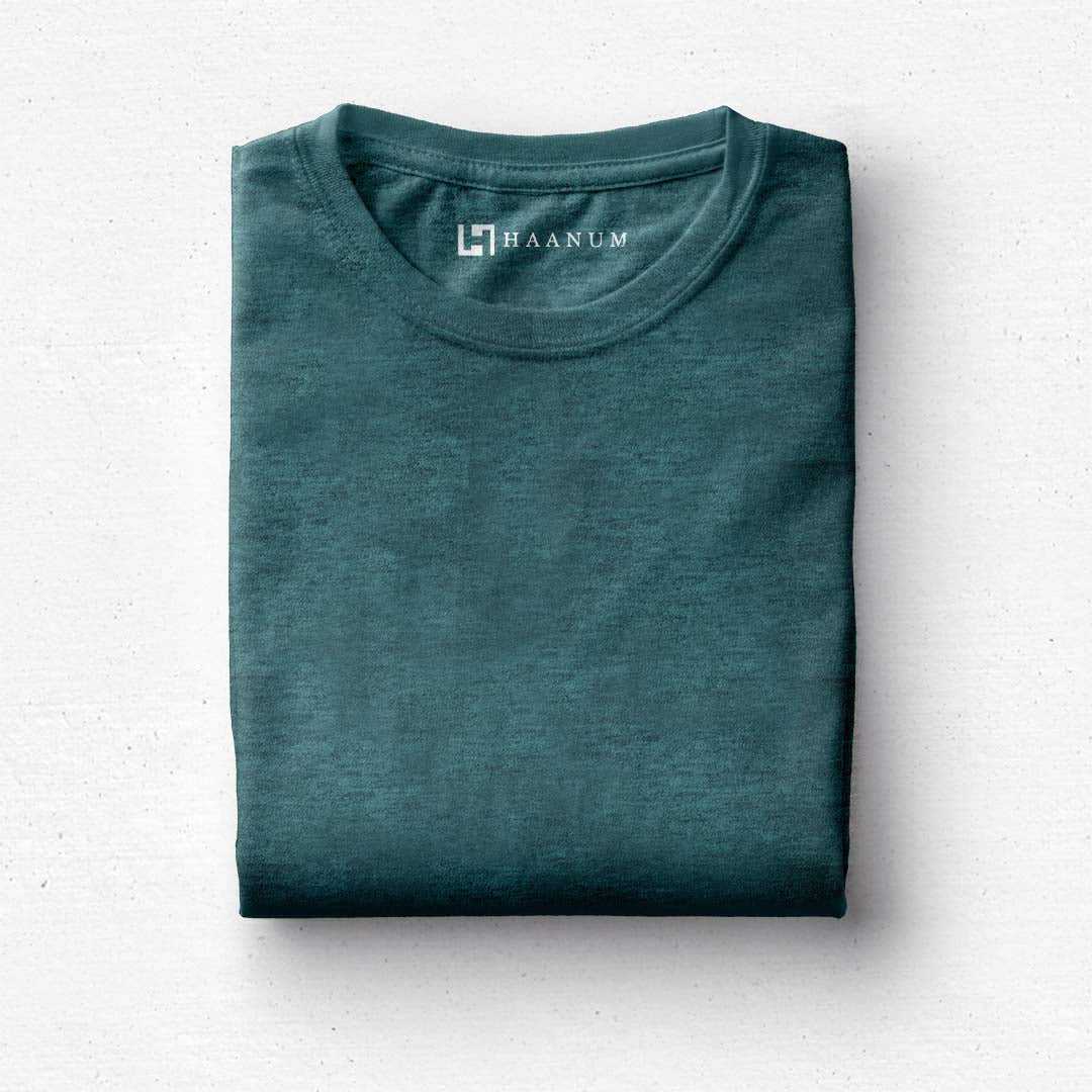 Forest Green Melange Crew Neck Half Sleeve Unisex T-Shirt - Haanum
