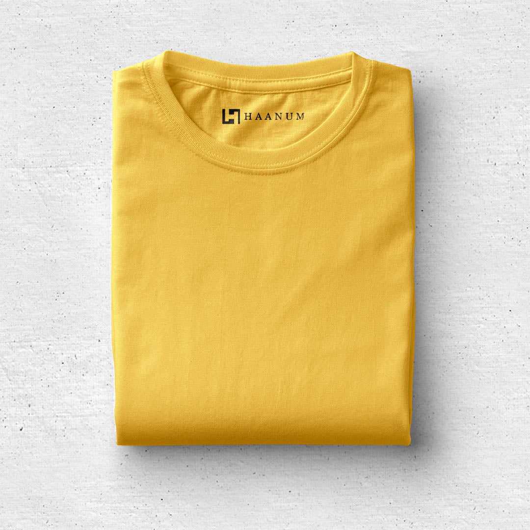 Golden Yellow Crew Neck Half Sleeve Unisex T-shirt - Haanum
