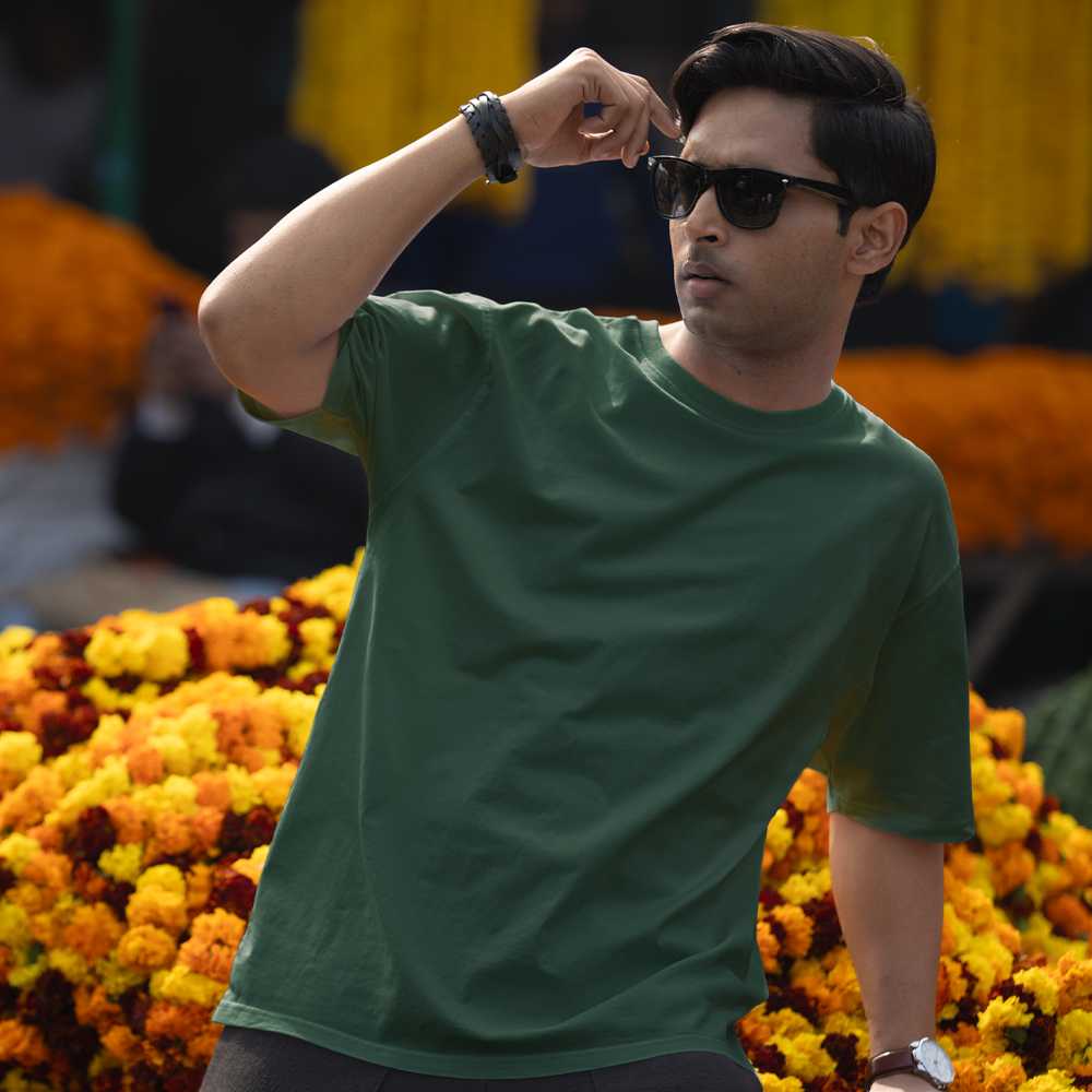 Emerald Green Crew Neck Half Sleeve Unisex T-Shirt - Haanum