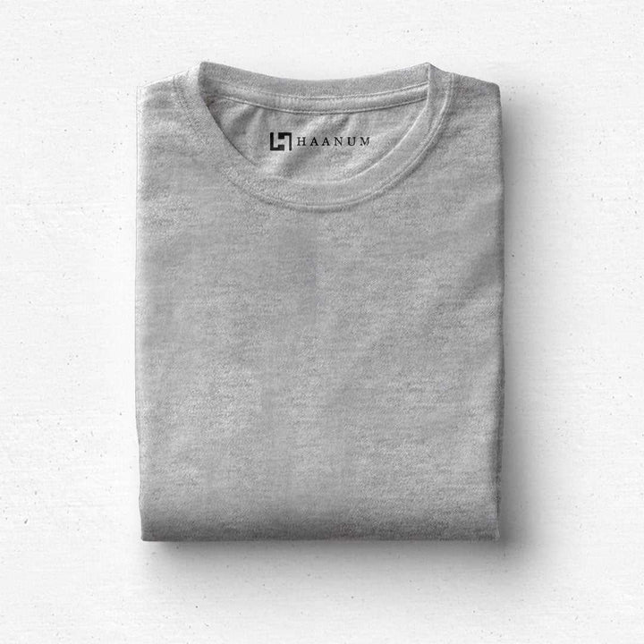 Grey Melange Crew Neck Half Sleeve Unisex T-shirt - Haanum