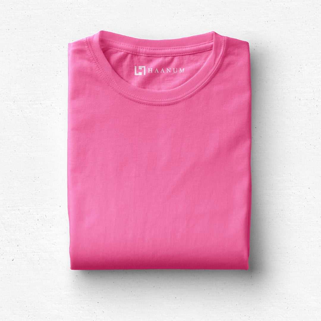 Haute Pink Crew Neck Half Sleeve Unisex T-shirt - Haanum