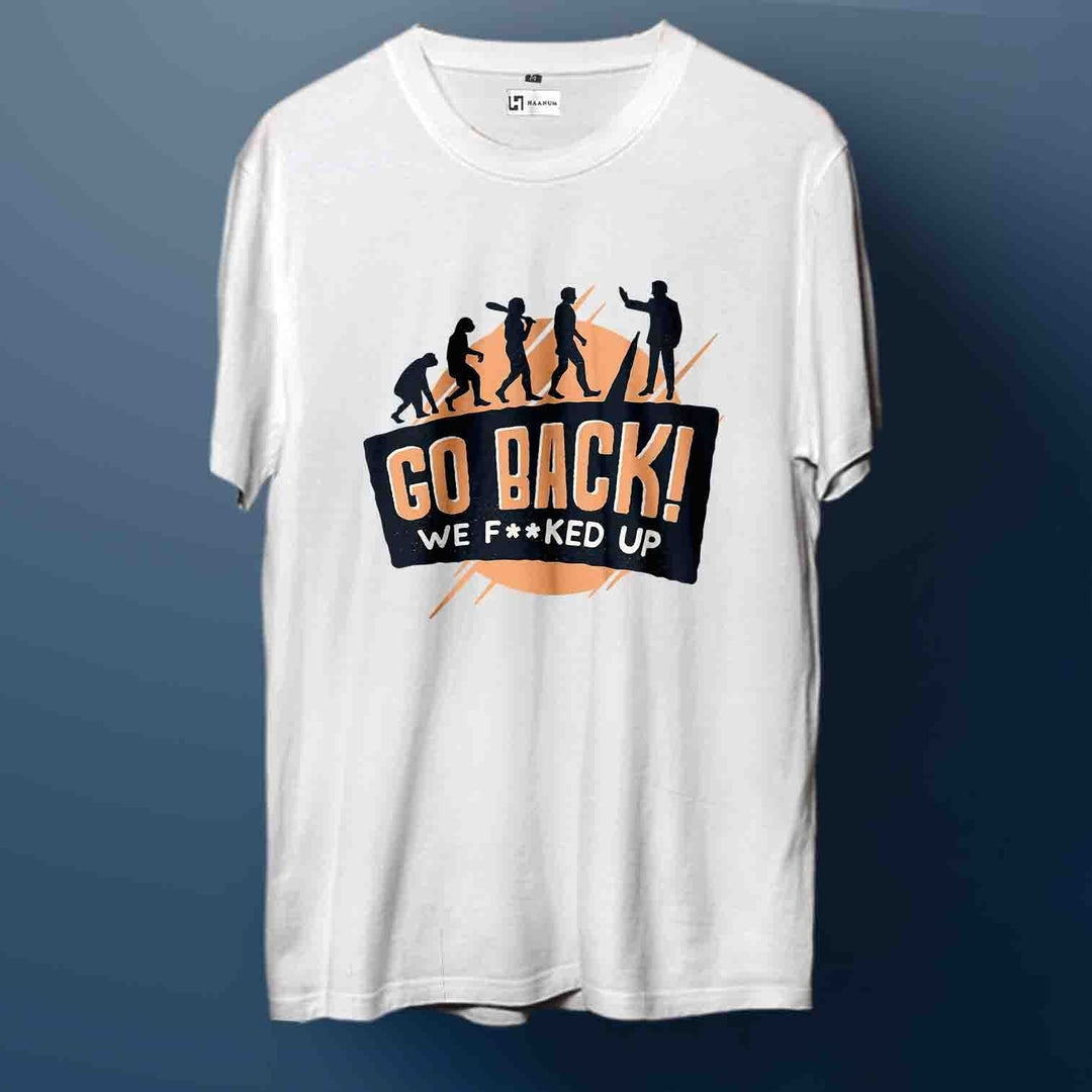 Humans Go Back Crew Neck Sleeve Unisex T-Shirt - Haanum