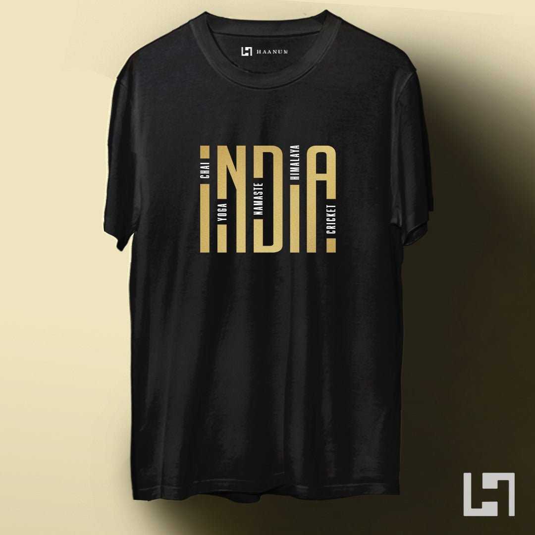 India Gold Print Half Sleeve Unisex T-Shirt - Haanum