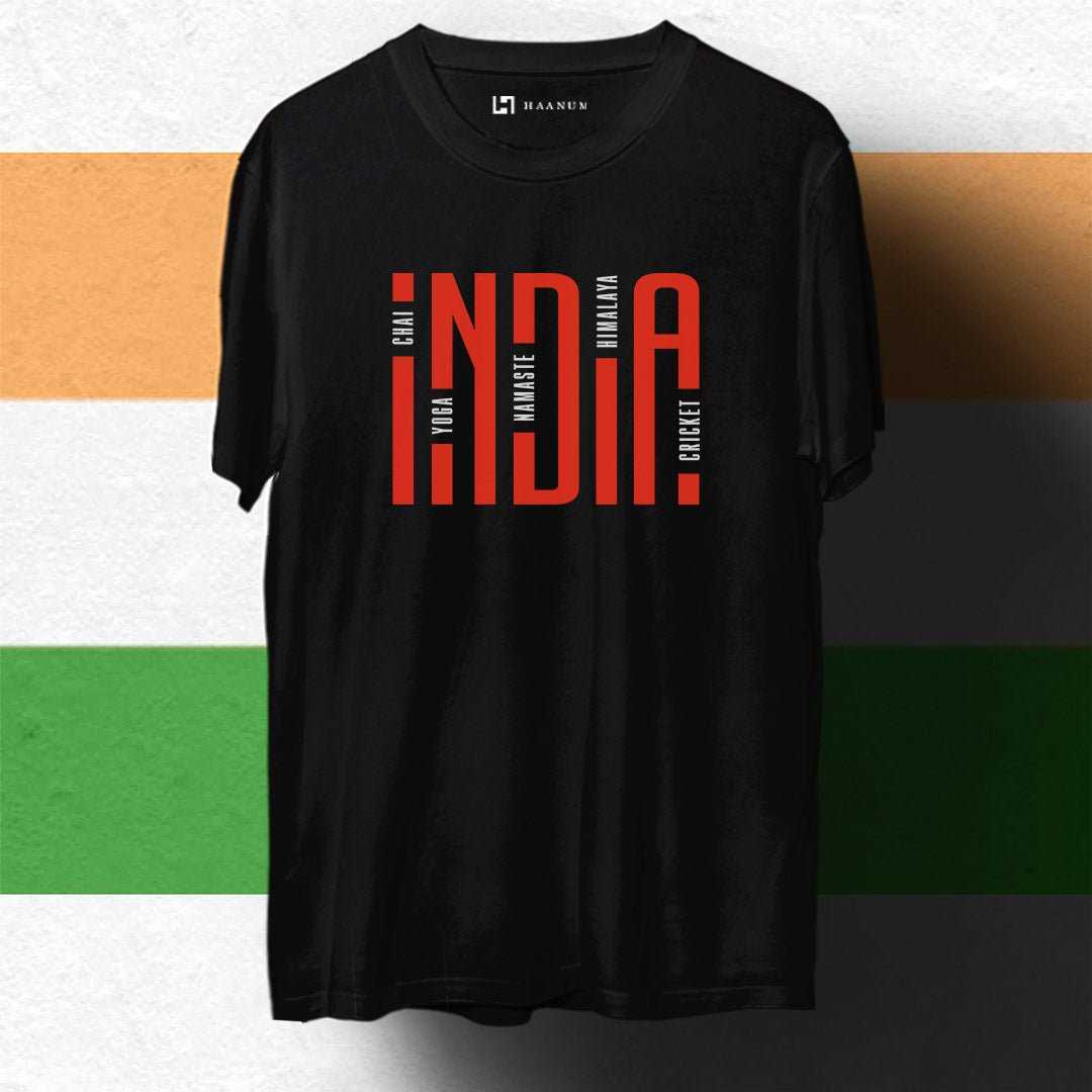 Buy INDIA print T-Shirt the color of joy printed T-Shirt at Haanum