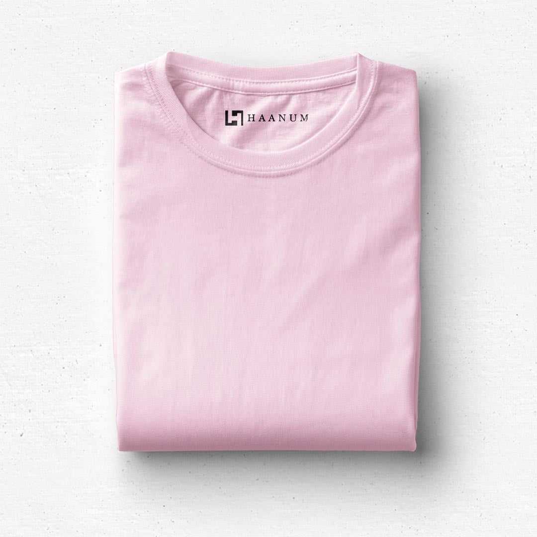 Light Pink Crew Neck Half Sleeve Unisex T-Shirt - Haanum