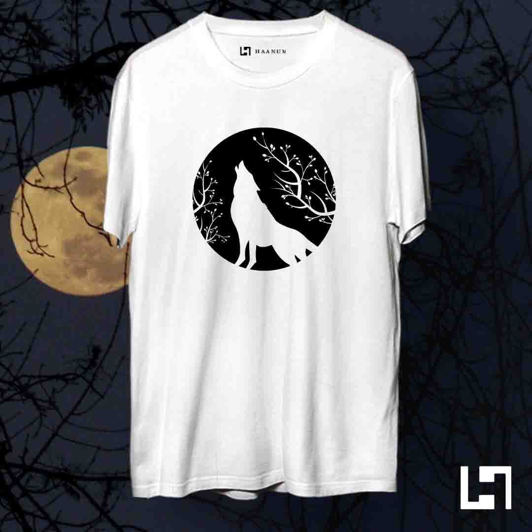Lone Wolf Crew Neck Half Sleeve Unisex T-Shirt - Haanum