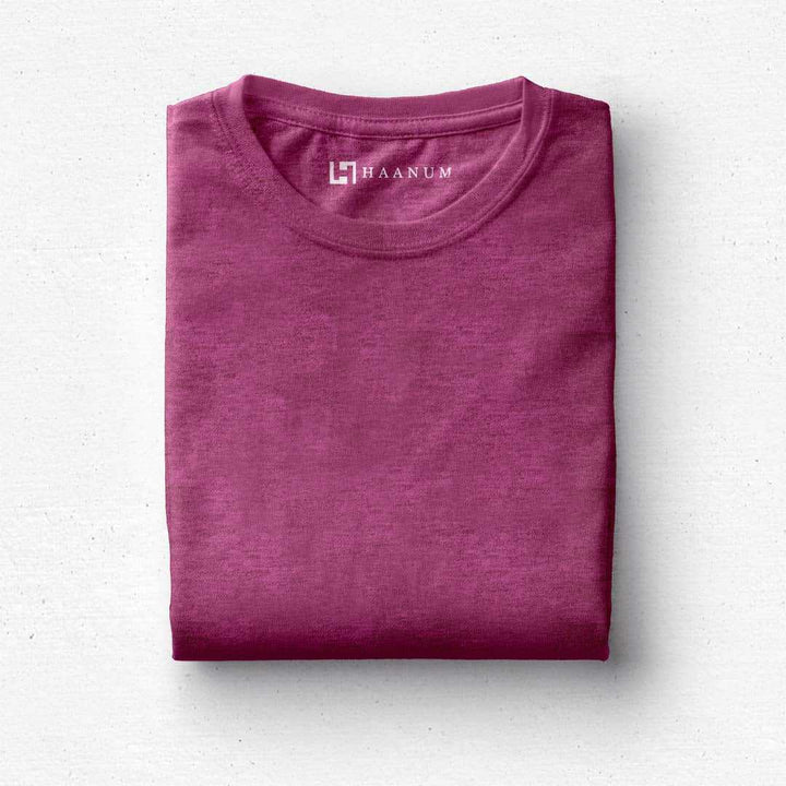 Magenta Melange Crew Neck Half Sleeve Unisex T-shirt - Haanum