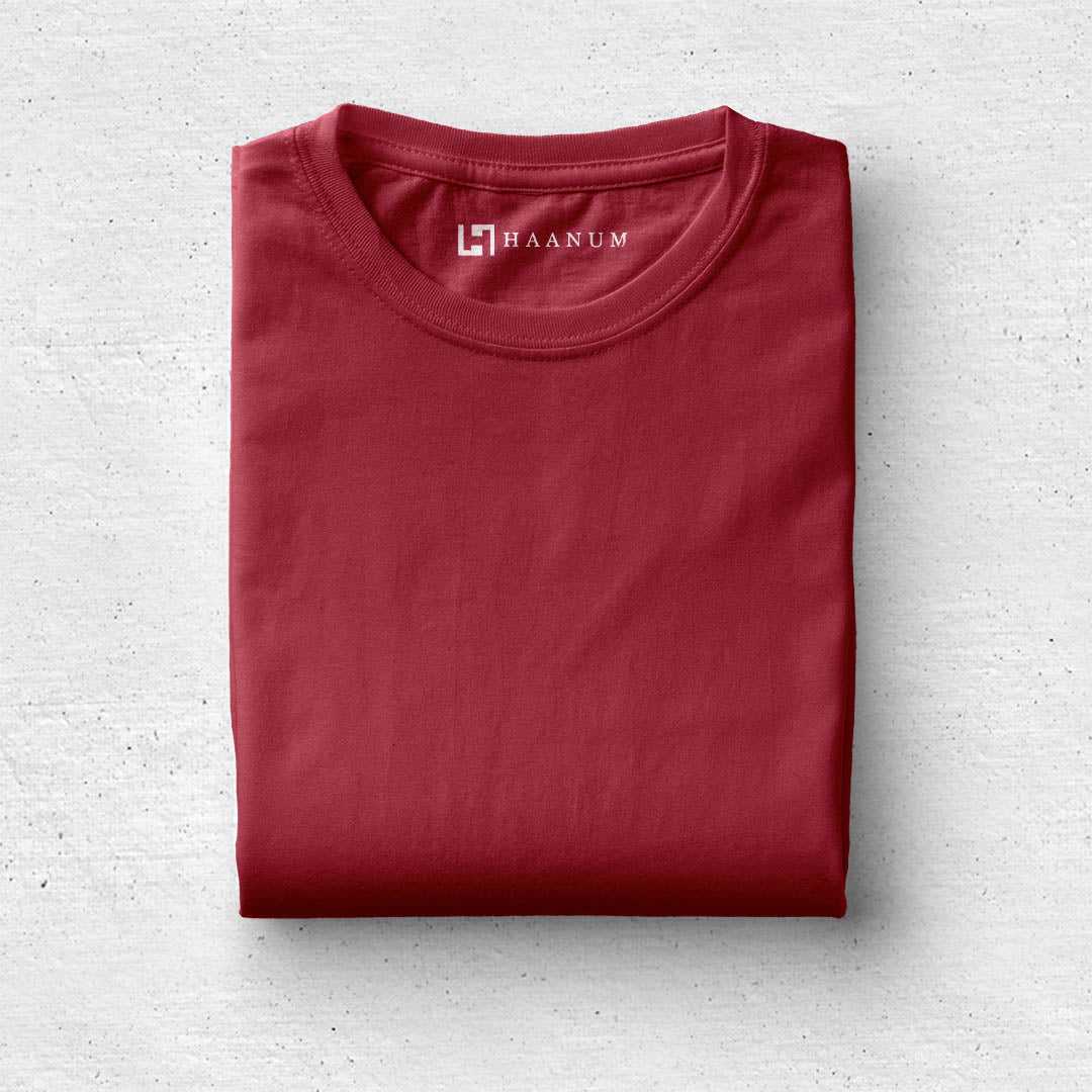 Maroon Crew Neck Half Sleeve Unisex T-Shirt - Haanum