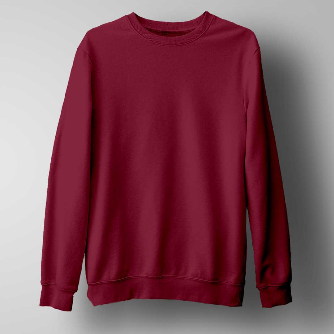 Maroon Unisex Sweatshirt Plain - Haanum