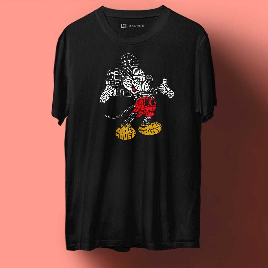 Micky Mouse Crew Neck  Half Sleeve Unisex Tshirt - Haanum