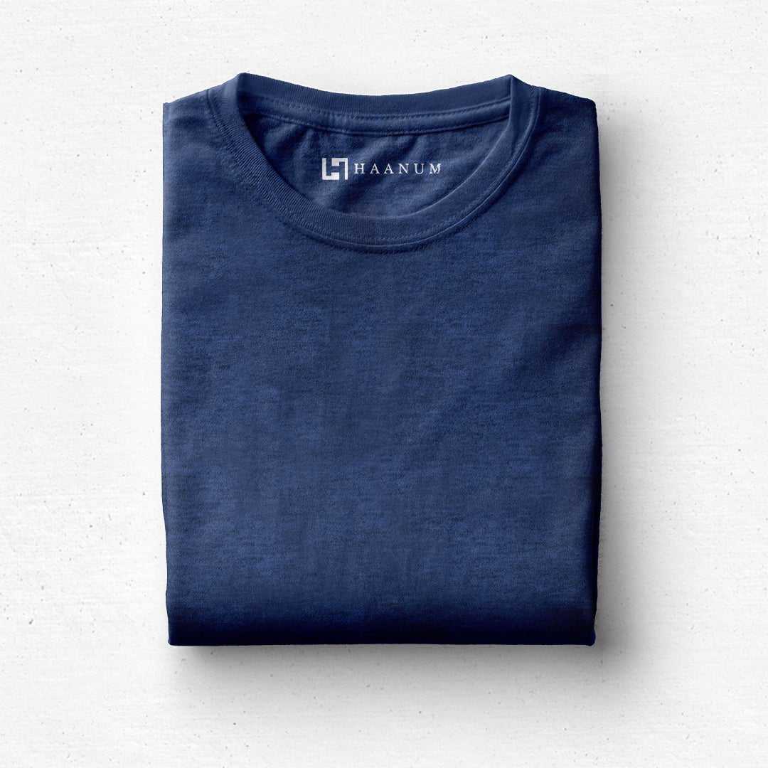 Midnight Blue Crew Neck Half Sleeve Unisex T-shirt - Haanum